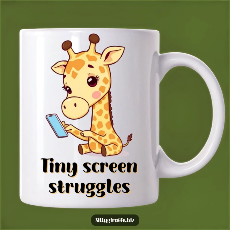 Funny Giraffe Phone Mug - Hilarious Tech Struggle Gift for Animal Lovers