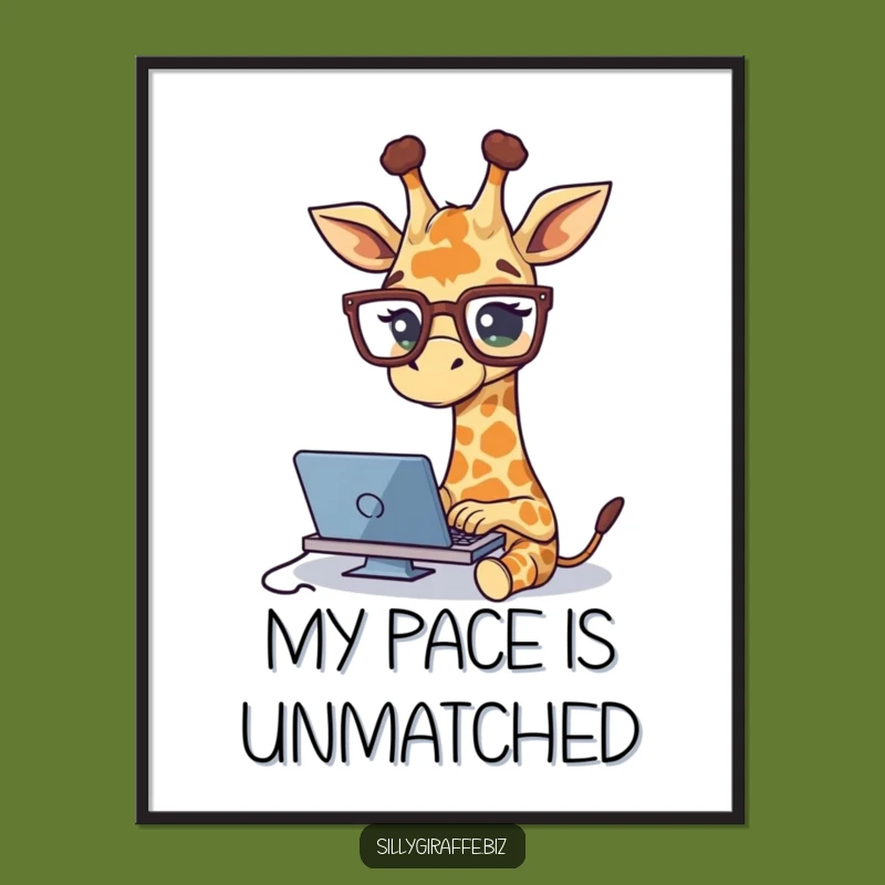 Funny Giraffe Typing Digital Art - Instant Humorous Decor for Any Space