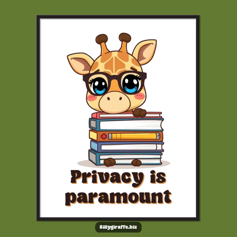 Funny Giraffe Files Poster - Whimsical Art for a Peaceful Space