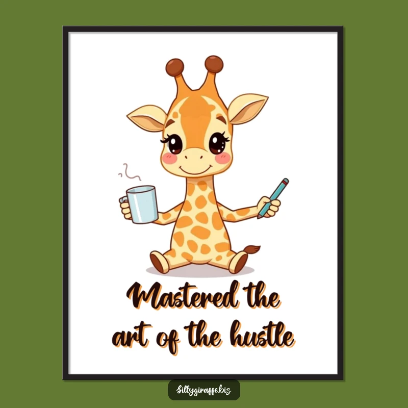 Free Printable Wall Art: Juggling Giraffe, Whimsical Office Decor Downloadable Gift