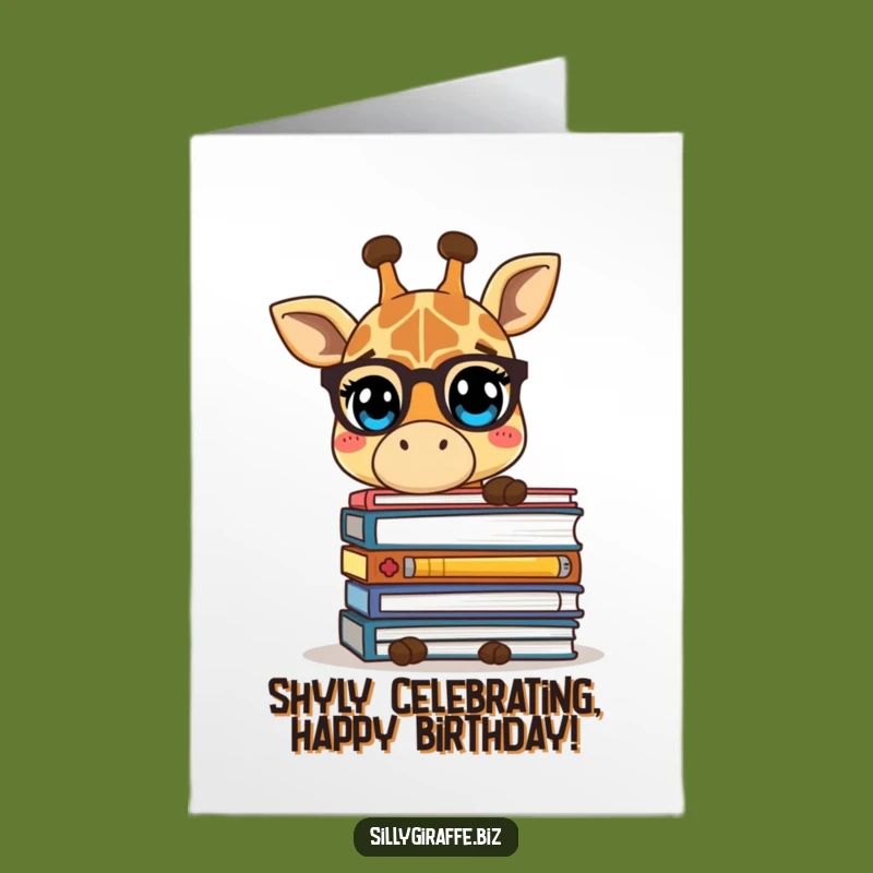 Free Printable Funny Birthday Card: Shy Giraffe, Office Introvert Downloadable Gift