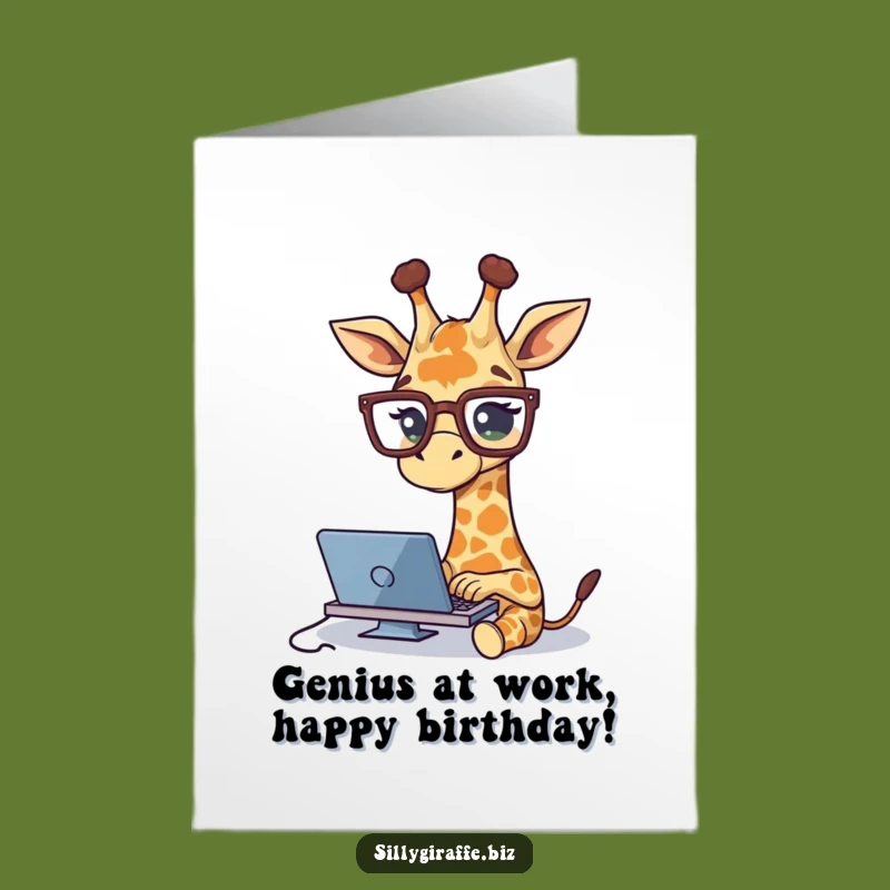Free Printable Funny Birthday Card: Typing Giraffe, Fast & Furious Fun Downloadable Gift