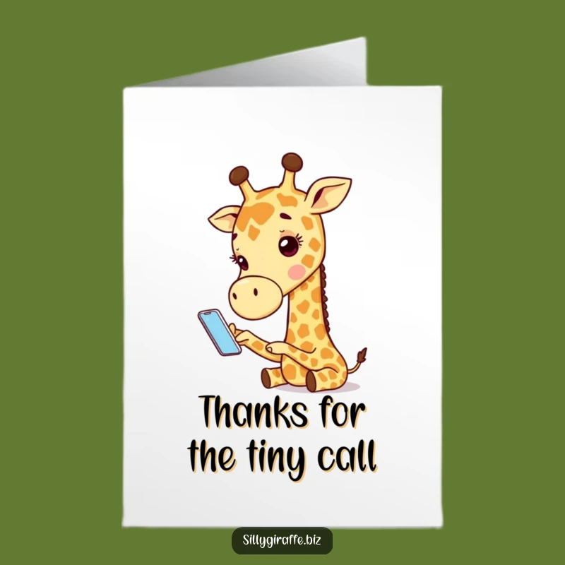 Free Printable Thank You Card: Tiny Phone Giraffe, Thanks a Bunch Downloadable Gift